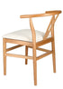 Chivari Natural Wood Wishbone Chair with Ivory Tweed Fabric Seat CWHWNF-ZG-T
