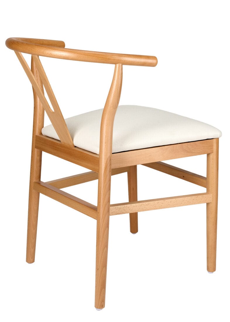 Chivari Natural Wood Wishbone Chair with Ivory Tweed Fabric Seat CWHWNF-ZG-T