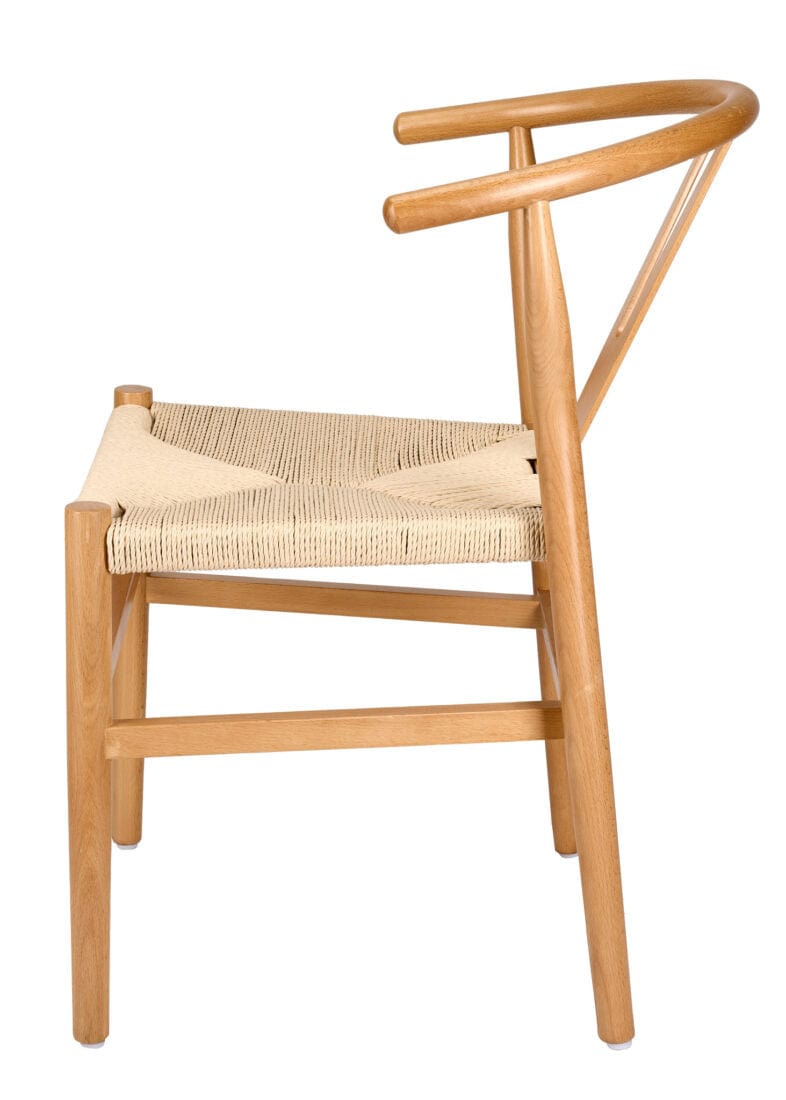 Chivari Natural Wood Wishbone Wood Chair with Natural Rope Seat CWHWNN-ZG-T