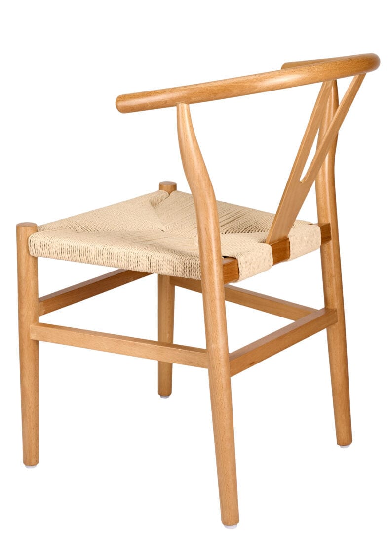Chivari Natural Wood Wishbone Wood Chair with Natural Rope Seat CWHWNN-ZG-T