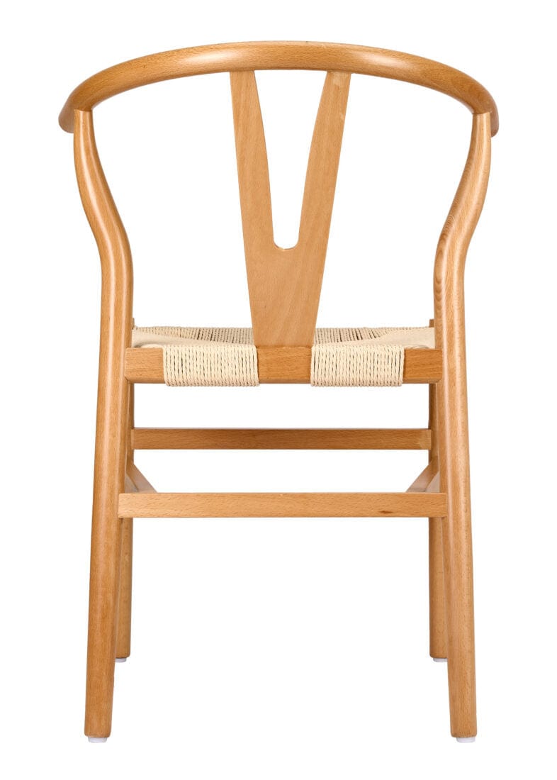 Chivari Natural Wood Wishbone Wood Chair with Natural Rope Seat CWHWNN-ZG-T