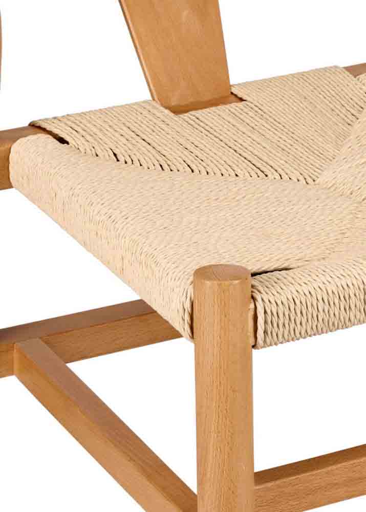 Chivari Natural Wood Wishbone Wood Chair with Natural Rope Seat CWHWNN-ZG-T