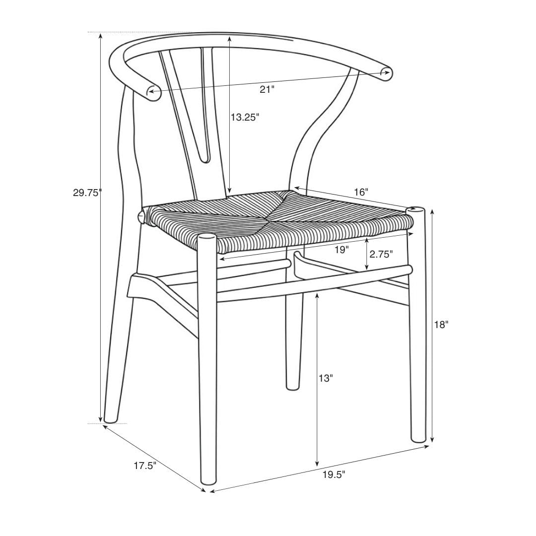 Chivari Black Wood Wishbone Chair with Natural Rope Seat CWHWBN-ZG-T