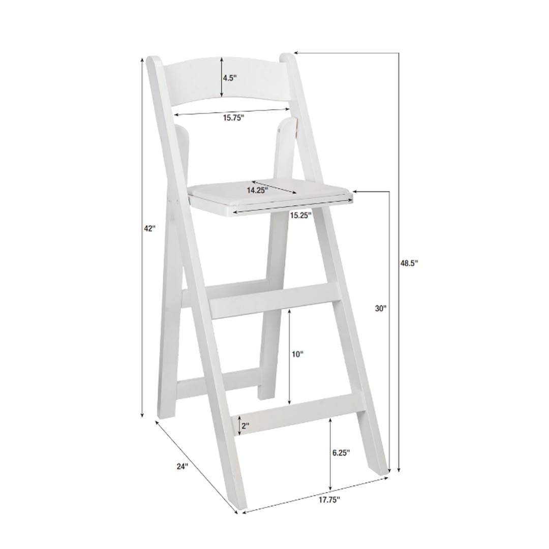Chivari White ToughWood™ Folding Bar Stool with Padded Seat BFWW-AX