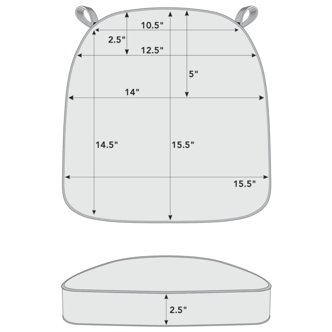 Chivari Gray with Silver Piping 2.5" Thick Chair Cushion - World's Best Cushions CUSHBST-GRS-AX-T