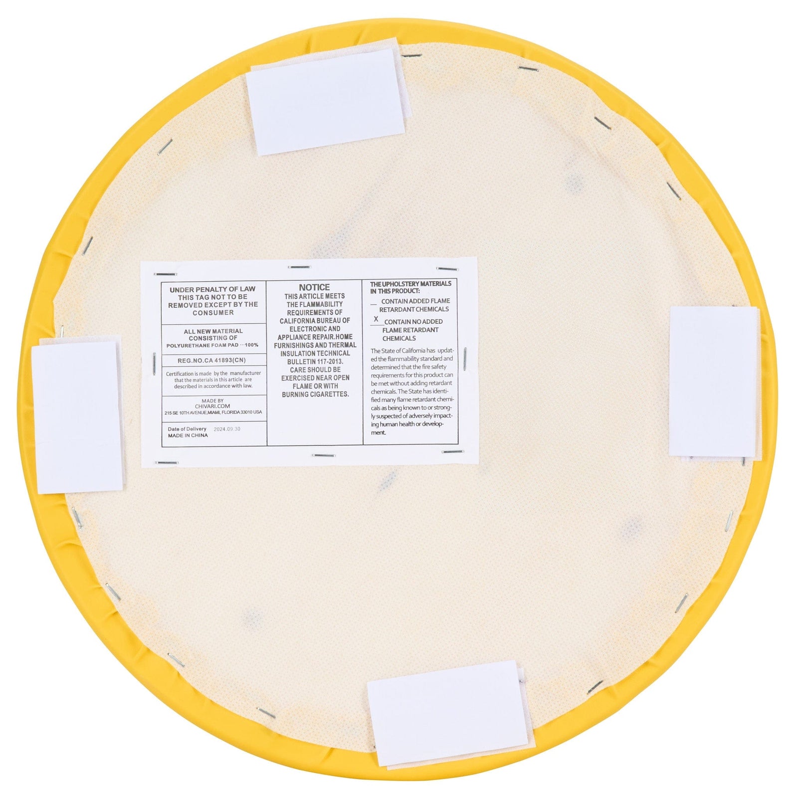 Chivari Golden Yellow Round Vinyl Panel Back Cushion CUSH-PANVIN-RDYLW-ZG-T