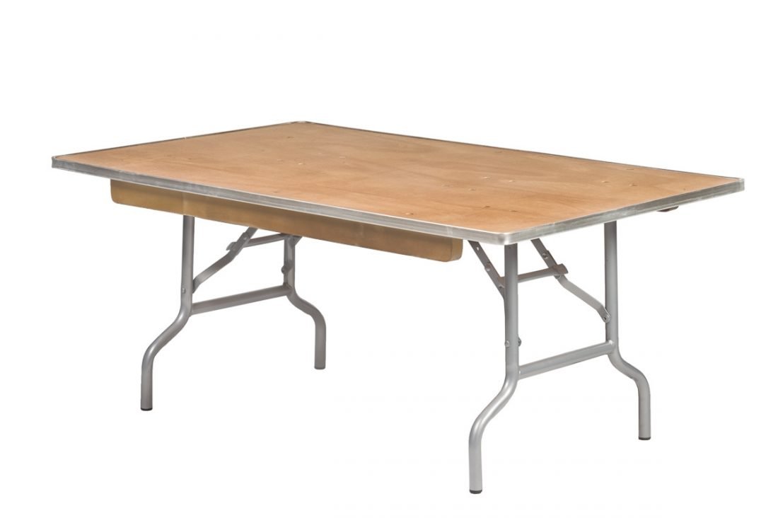 48"x30" Rectangle Children's Plywood Banquet Table, Metal Edge