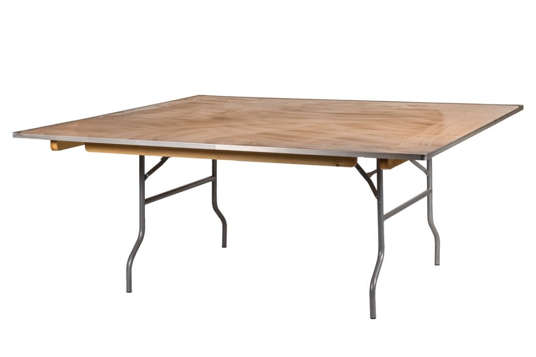 72" Square "Heavy Duty" Plywood Banquet Table, Metal Edge