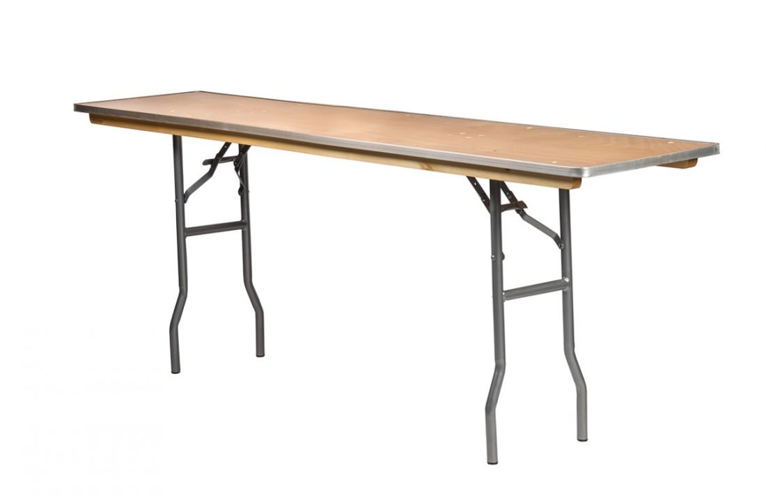 72"x18" Rectangle "Heavy Duty" Plywood Banquet Table, Metal Edge