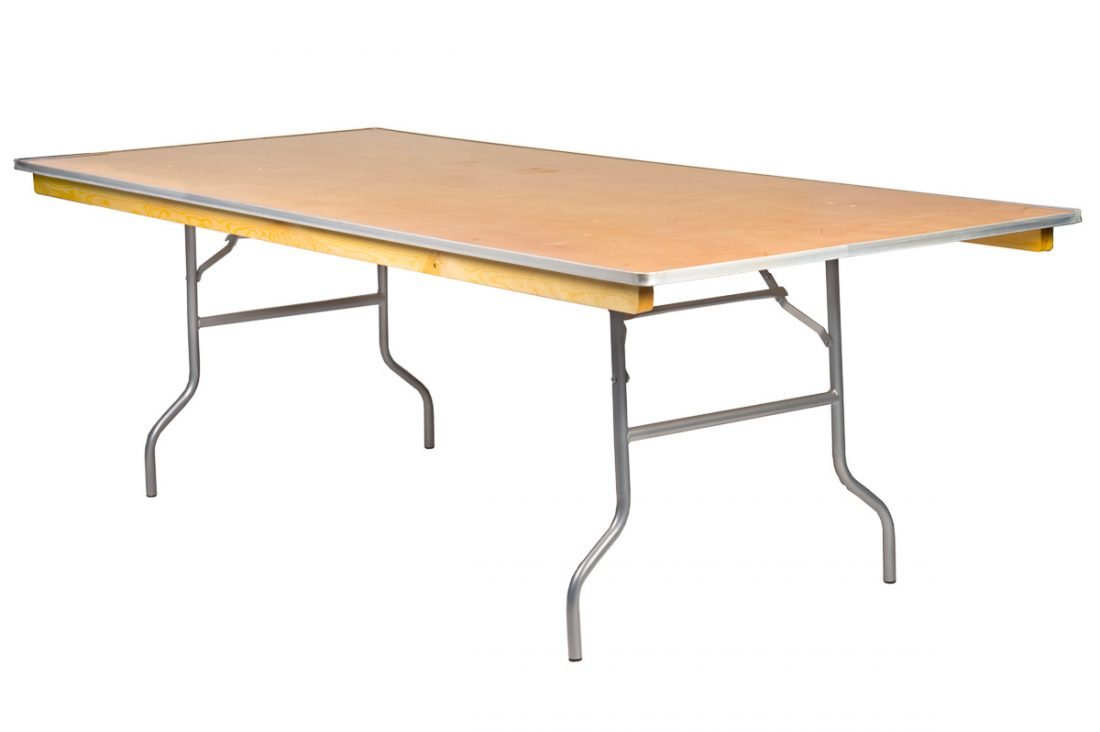 96"x48" Rectangle Extra Wide "Heavy Duty" Plywood Banquet Table, Metal Edge