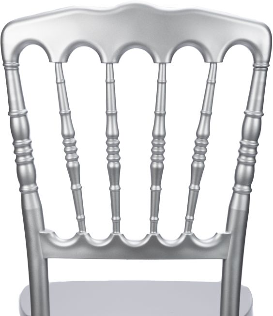 Silver Resin Steel Core Napoleon Chair Back - Zoomed