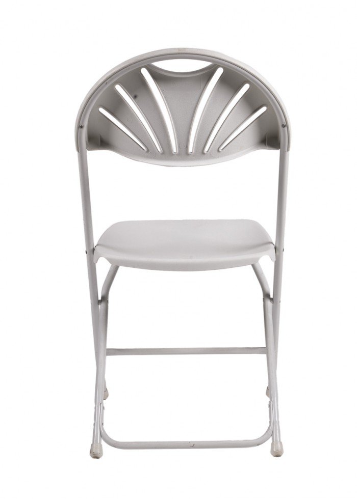 Samson Series White Plastic Fan Back Folding Chair