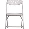 Samson Series White Plastic Fan Back Folding Chair