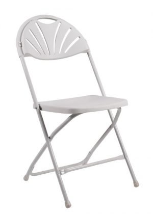Samson Series White Plastic Fan Back Folding Chair 1