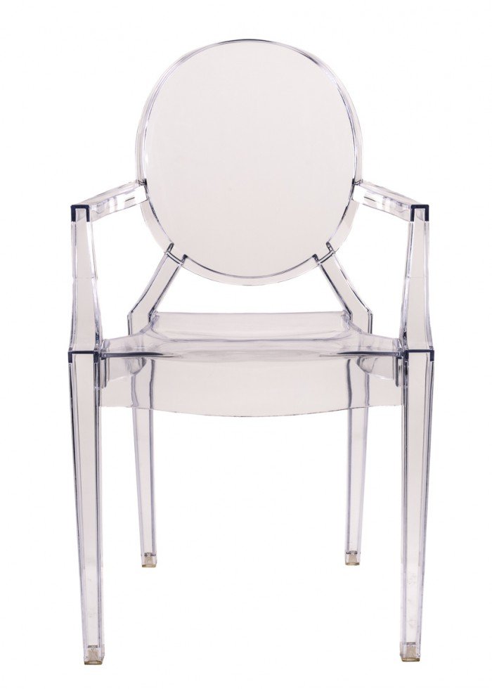 Clear Resin "Louis" Ghost Chair with Arms