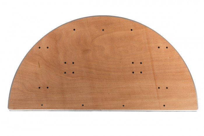 60" Half Round "Heavy Duty" Plywood Banquaet Table, Metal Edge