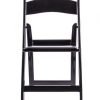 Black Resin Folding Chair with White Vinyl Padded Seat