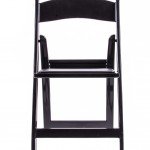 Black Resin Folding Chair with White Vinyl Padded Seat 2