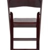 Mahogany Resin Folding Chair with White Vinyl Padded Seat