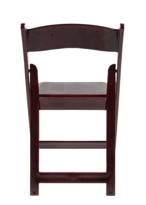 Mahogany Resin Folding Chair with White Vinyl Padded Seat