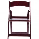 Mahogany Resin Folding Chair with White Vinyl Padded Seat 2