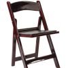 Mahogany Resin Folding Chair with White Vinyl Padded Seat