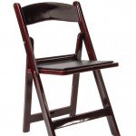 Mahogany Resin Folding Chair with White Vinyl Padded Seat 1