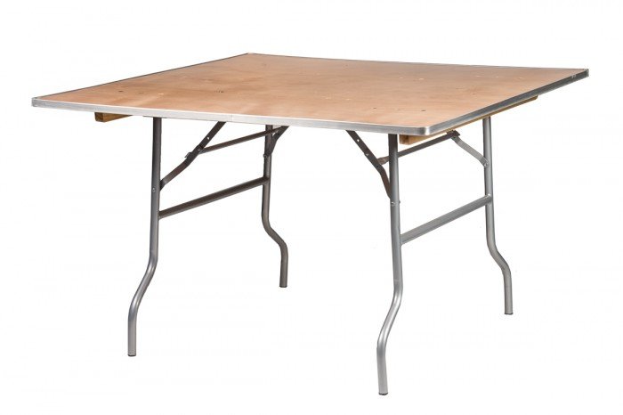 48" Square "Heavy Duty" Plywood Banquet Table, Metal Edge