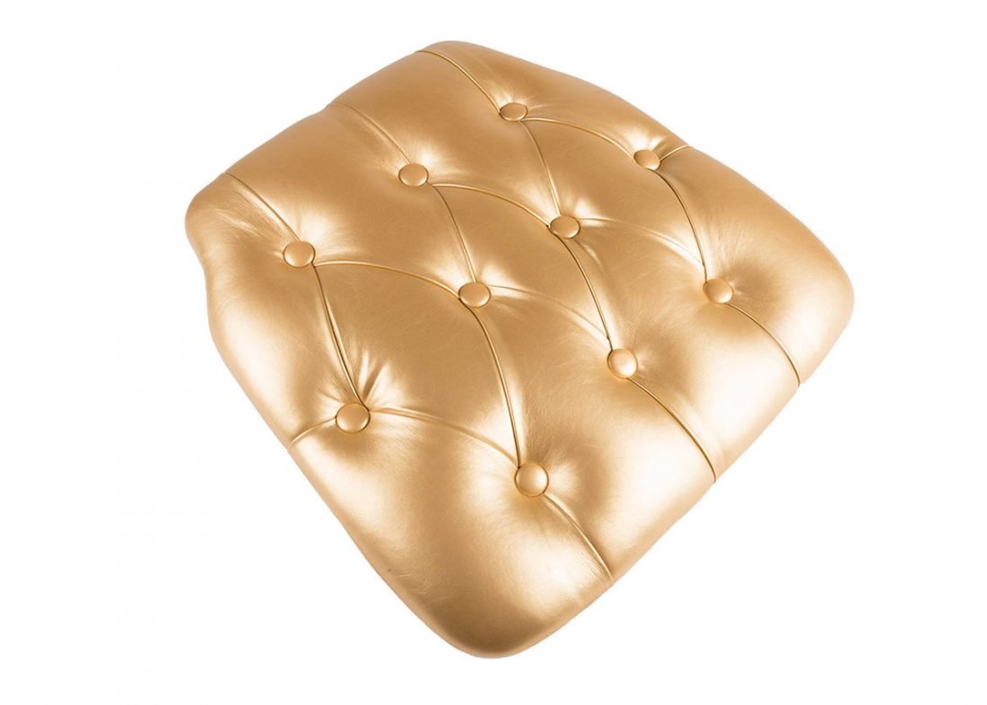 Gold Vinyl Wood Base Tufted Chiavari Chair Cushion