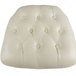 Ivory Vinyl Wood Base Tufted Chiavari Chair Cushion 2