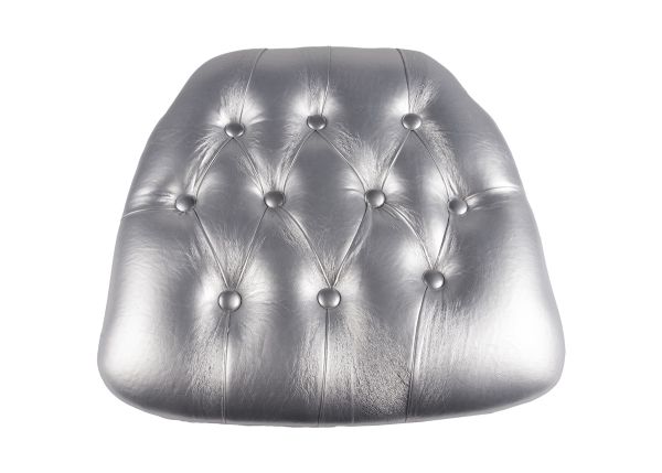 Silver Vinyl Wood Base Tufted Chiavari Chair Cushion