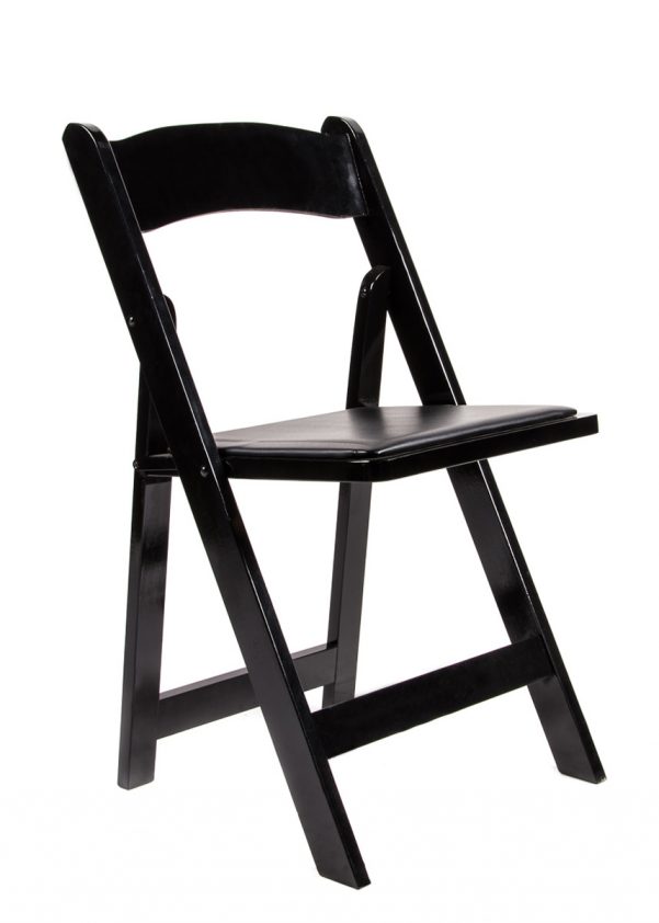 Black Wood Folding Chair with Black Seat