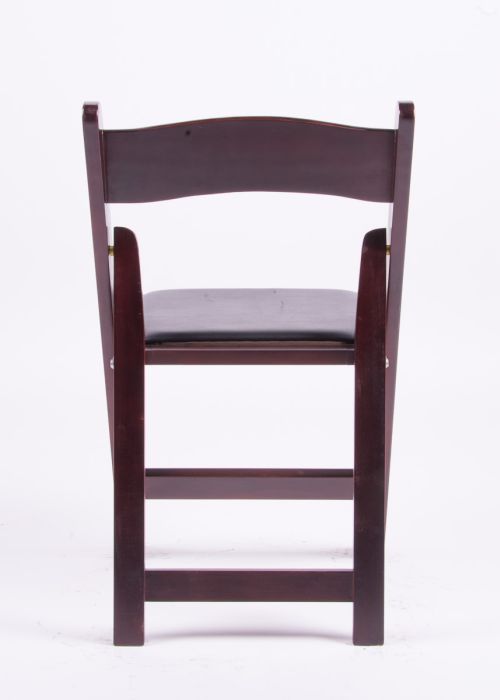 Samson Series Mahogany Wood Folding Chair with Black Vinyl Padded Seat