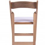Samson Series Natural Wood Folding Chair with White Vinyl Padded Seat 3