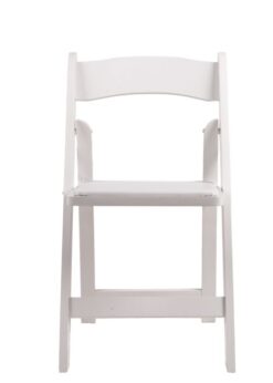 Samson Series White Wood Folding Chair with White Vinyl Padded Seat