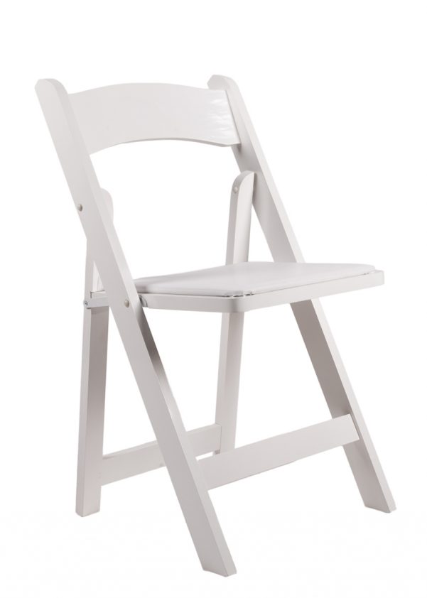 White Resin Folding Chair with White Seat