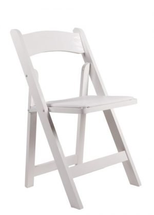 Samson Series White Wood Folding Chair with White Vinyl Padded Seat