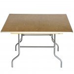 48″ Square “Heavy Duty” Plywood Banquet Table, Metal Edge 4