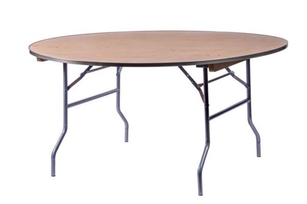 60" Round "Heavy Duty" Plywood Banquet Table with Metal Edge
