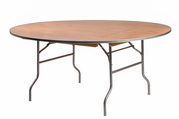 72" Round "Heavy Duty" Plywood Banquet Table with Metal Edge