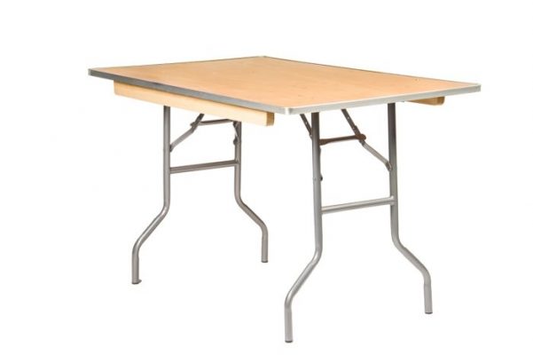 48"x30" Rectangle "Heavy Duty" Plywood Banquet Table, Metal Edge