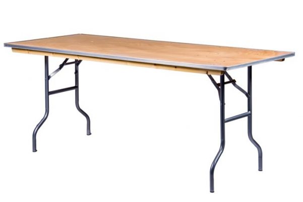 72"x30" Rectangle "Heavy Duty" Plywood Banquet Table, Metal Edge