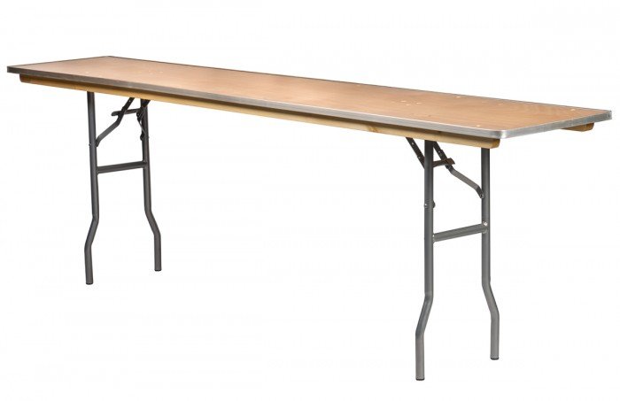 96"x18" Rectangle "Heavy Duty" Plywood Banquet Table, Metal Edge
