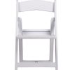 White Resin Folding Chair with Slatted Seat