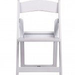 White Resin Folding Chair with Slatted Seat 2