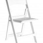 White Resin Folding Chair with White Vinyl Padded Seat 1