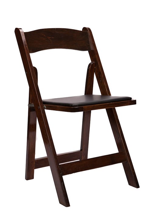 Fruitwood Wood Folding Chair with Black Seat