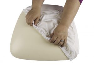 White Spandex Cover for Wood Base Cushion