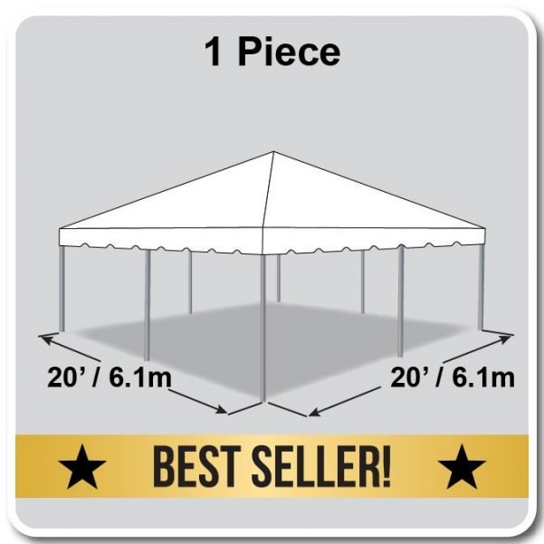 Tent Kit Frame 20x20 1 White Top 4 Aluminum Poles Galvanized Steel Fittings 36in Stakes 10ft Strap with Ratchet Z Series TENT KIT 20X20 ZG T First Image