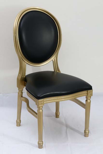 Gold Resin Louis Pop Chair with Black Back Rest